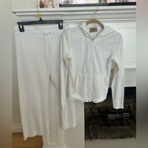 Juicy Couture White Terry Hoodie & Sweatpants Set with Orange Label